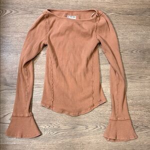 We The Free Small Women's Ribbed Long Sleeve Top - Rust